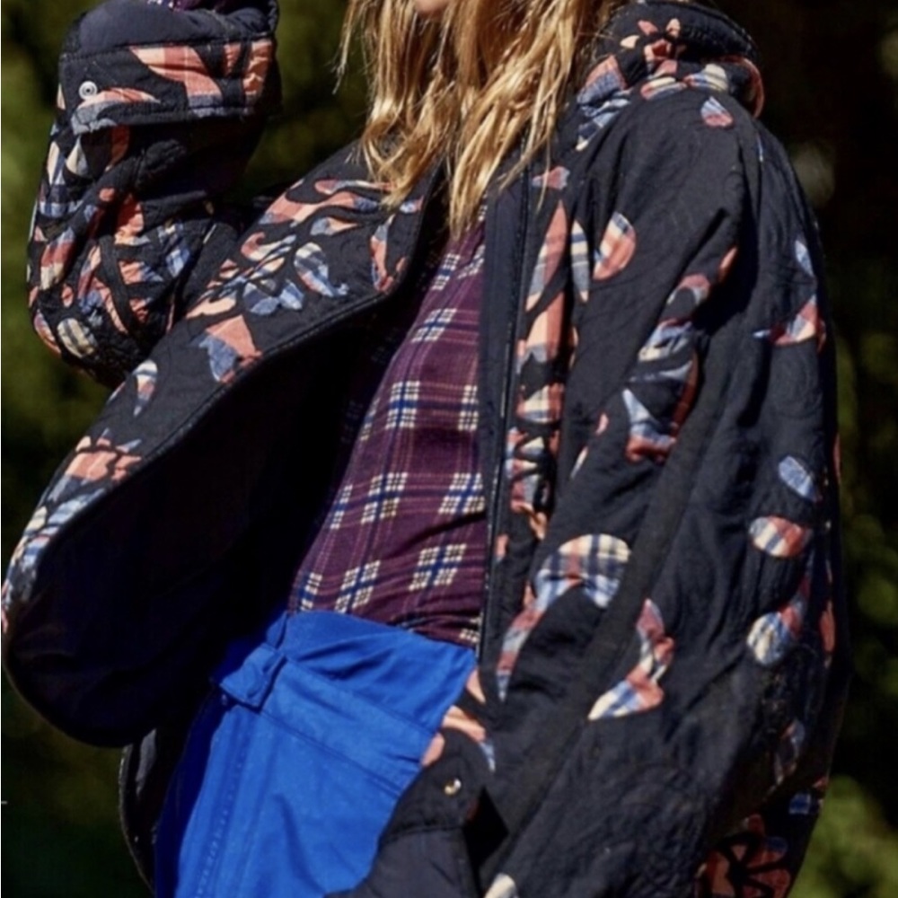 Free People Movement Pippa Reverse Applique Print Embroidered Black - Picture 3 of 6